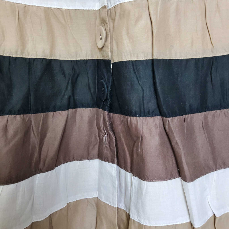 Mossimo Brown Beige and Cream Pleated A-Line Skirt, Women's Size 2 - Trinity Thrift