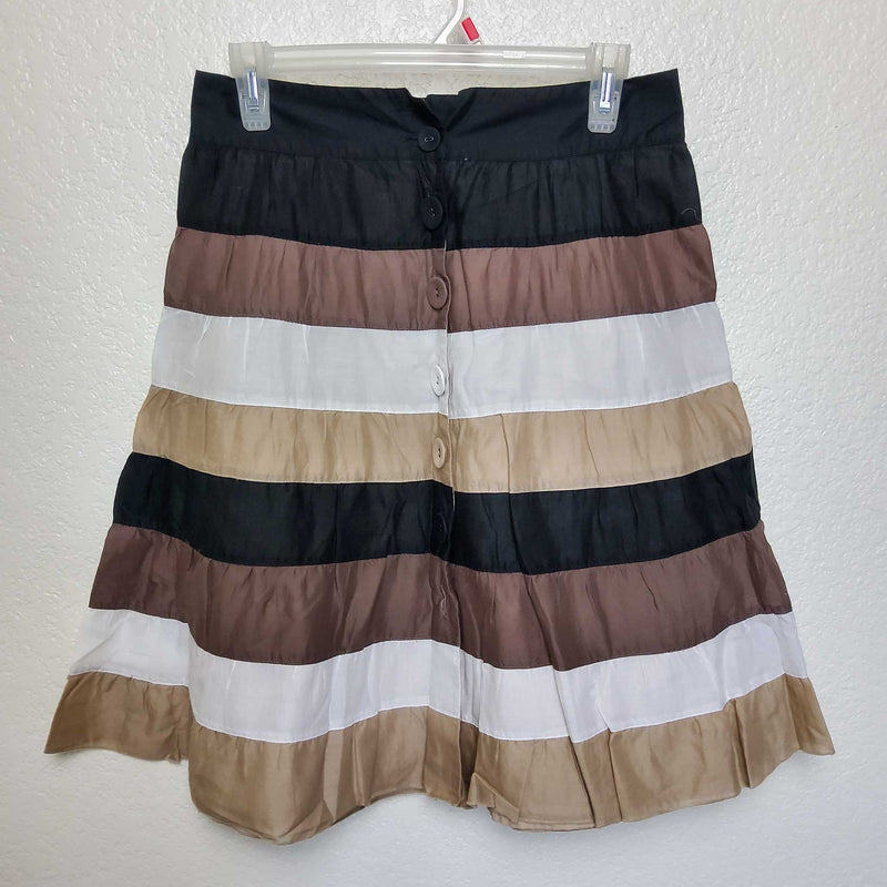 Mossimo Brown Beige and Cream Pleated A-Line Skirt, Women's Size 2 - Trinity Thrift