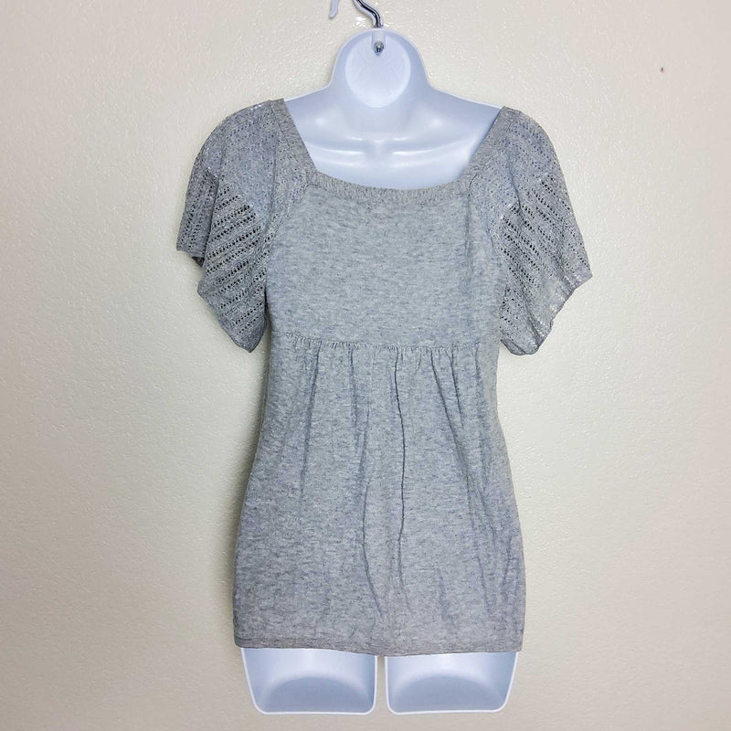 Mossimo Gray Blouse with Mesh Batwing Sleeves, Women's Small - Trinity Thrift