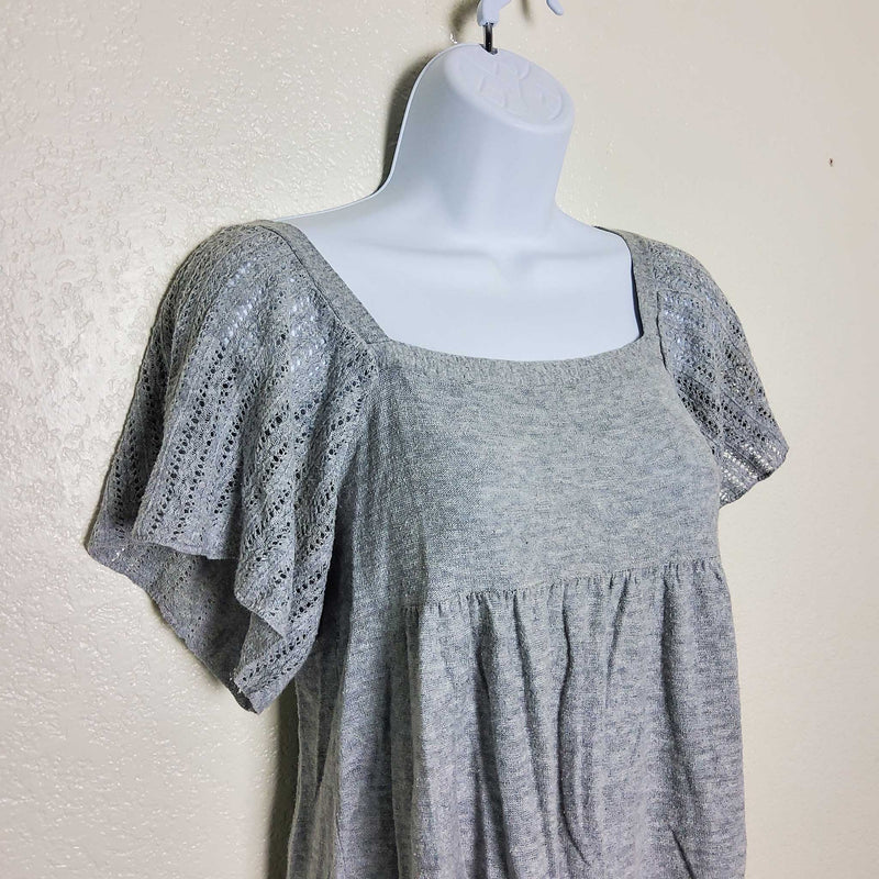 Mossimo Gray Blouse with Mesh Batwing Sleeves, Women's Small - Trinity Thrift