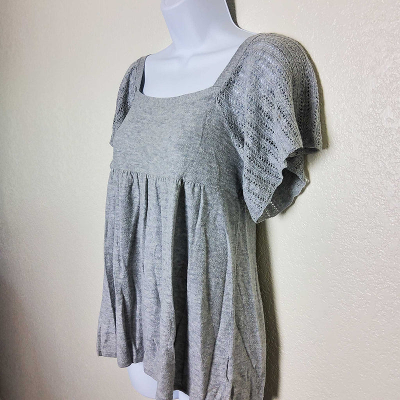 Mossimo Gray Blouse with Mesh Batwing Sleeves, Women's Small - Trinity Thrift