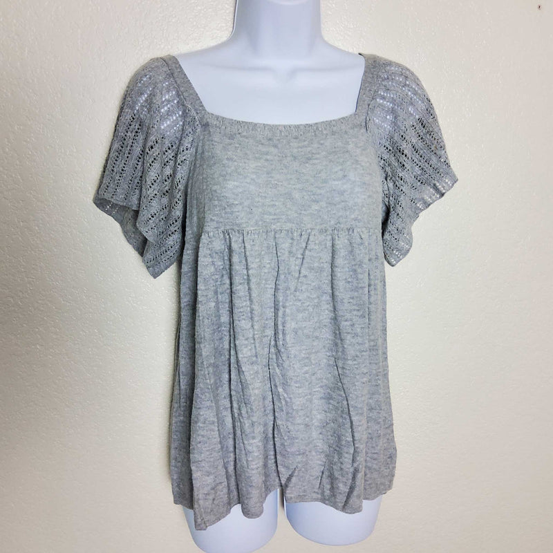 Mossimo Gray Blouse with Mesh Batwing Sleeves, Women's Small - Trinity Thrift