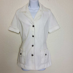 Mr. Beau by RL Davis White Button-Up Jacket, Women's Size 8