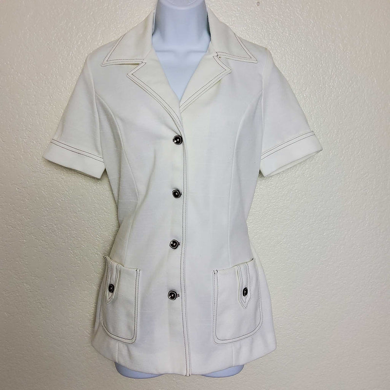 Mr. Beau by RL Davis White Button-Up Jacket, Women's Size 8