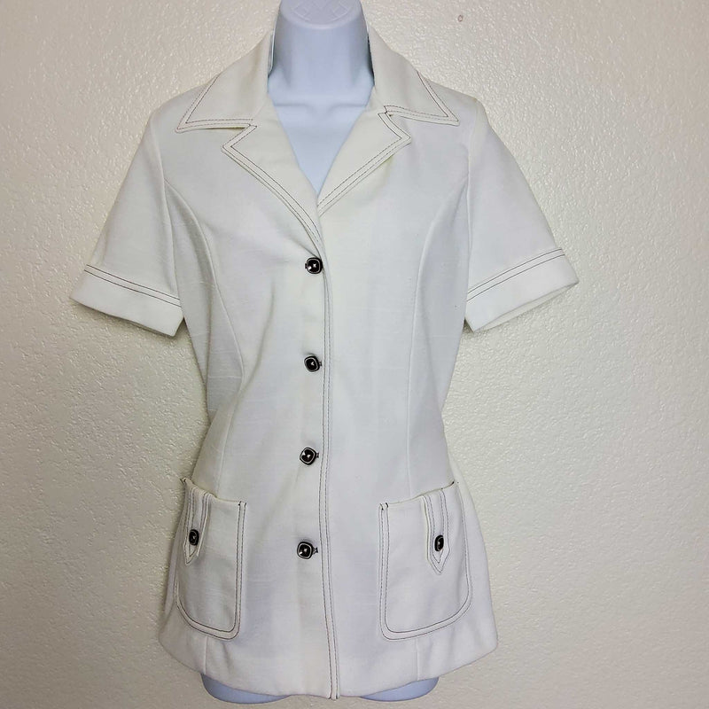 Mr. Beau by RL Davis White Button-Up Jacket, Women's Size 8