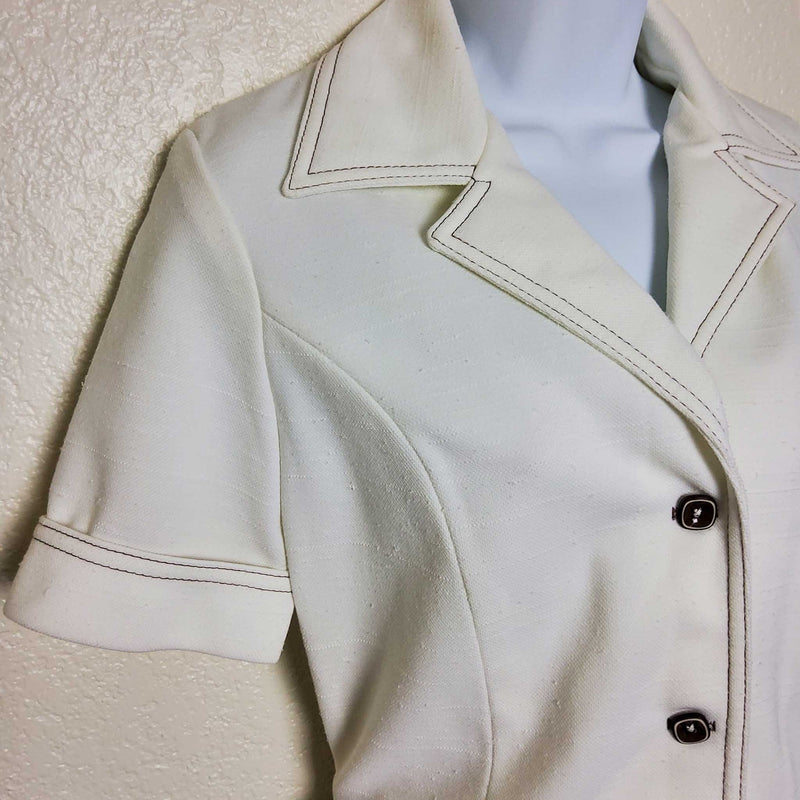 Mr. Beau by RL Davis White Button-Up Jacket, Women's Size 8