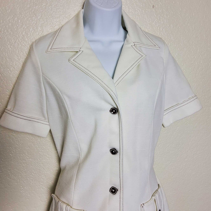 Mr. Beau by RL Davis White Button-Up Jacket, Women's Size 8