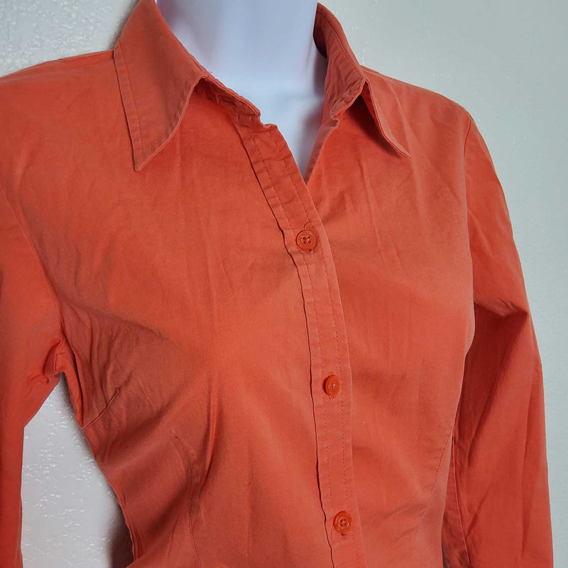 NY & Co. Orange Long-Sleeve Button-up Shirt, Women's Small - Trinity Thrift