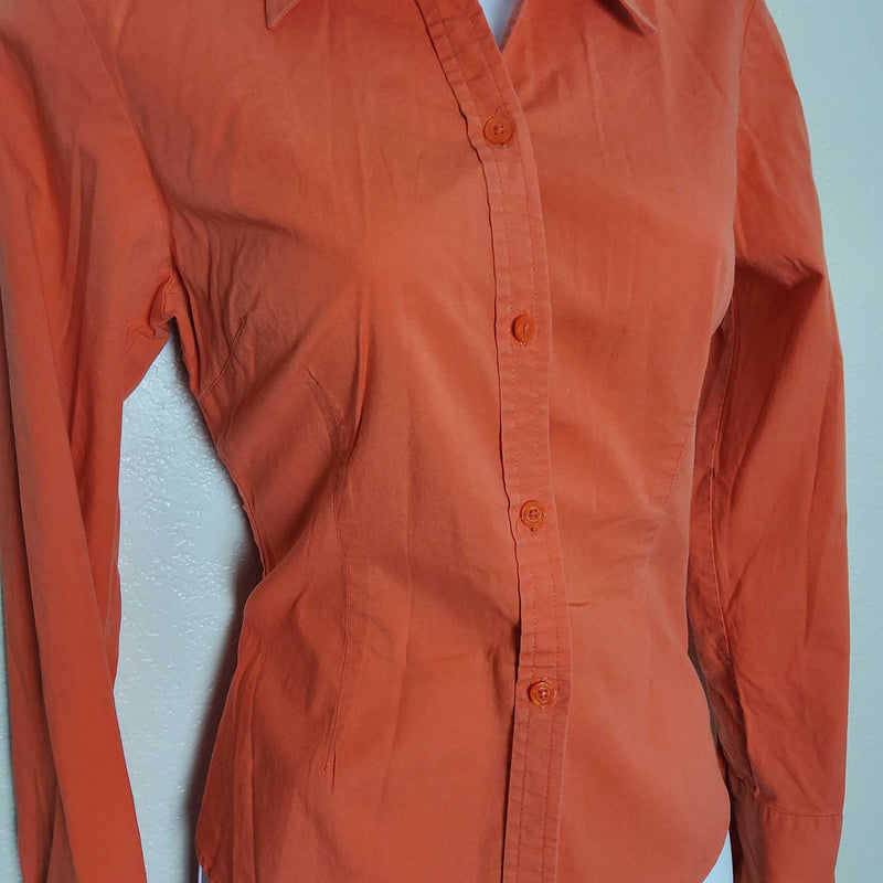 NY & Co. Orange Long-Sleeve Button-up Shirt, Women's Small - Trinity Thrift