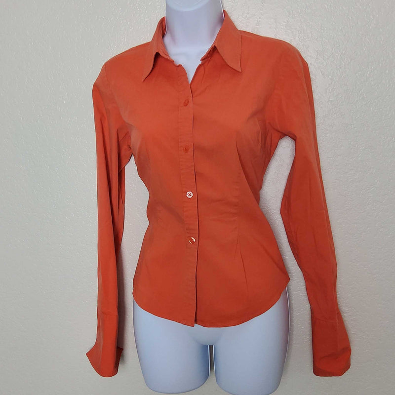 NY & Co. Orange Long-Sleeve Button-up Shirt, Women's Small - Trinity Thrift