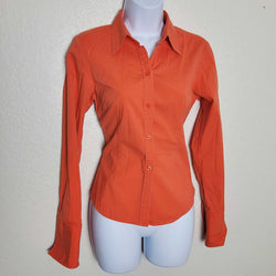 NY & Co. Orange Long-Sleeve Button-up Shirt, Women's Small - Trinity Thrift