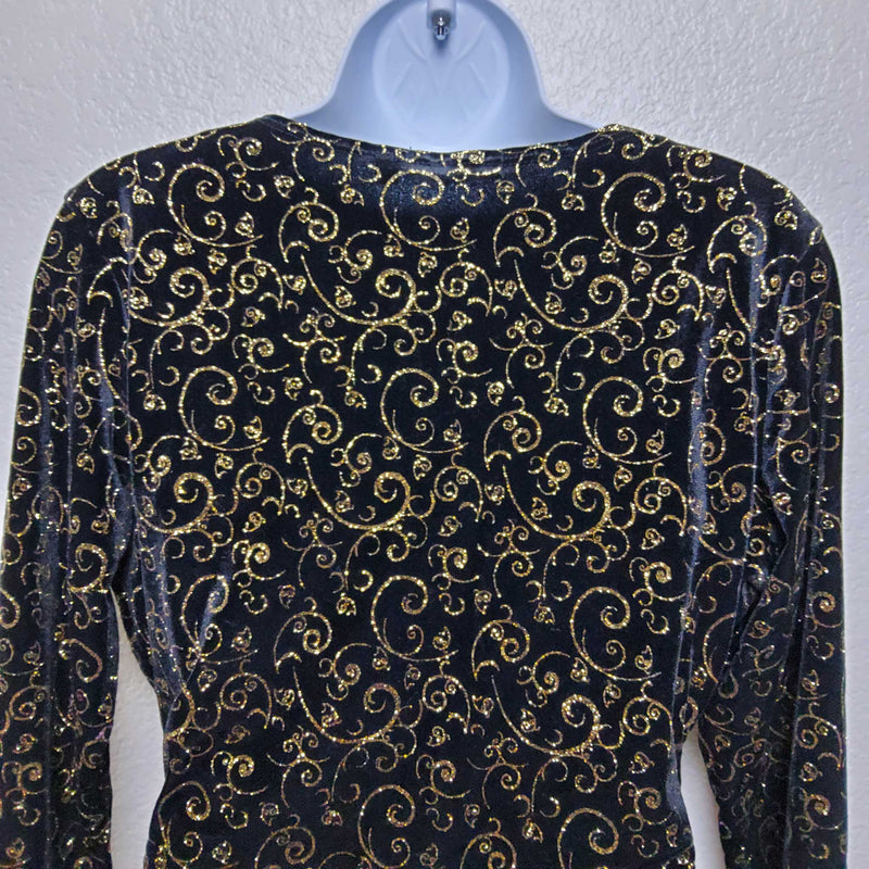 Notations Black Blouse with Metallic Embellishments, Women's Petite Large - Trinity Thrift