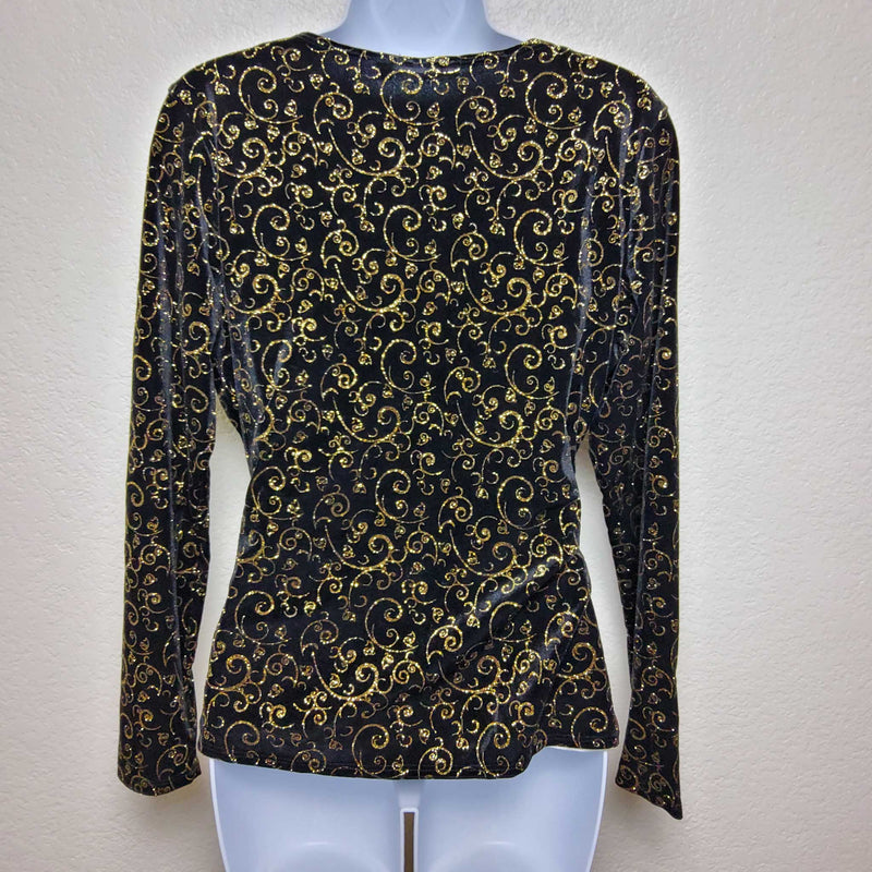 Notations Black Blouse with Metallic Embellishments, Women's Petite Large - Trinity Thrift