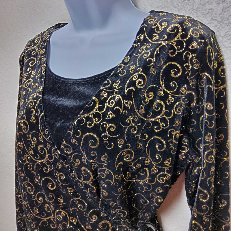 Notations Black Blouse with Metallic Embellishments, Women's Petite Large - Trinity Thrift