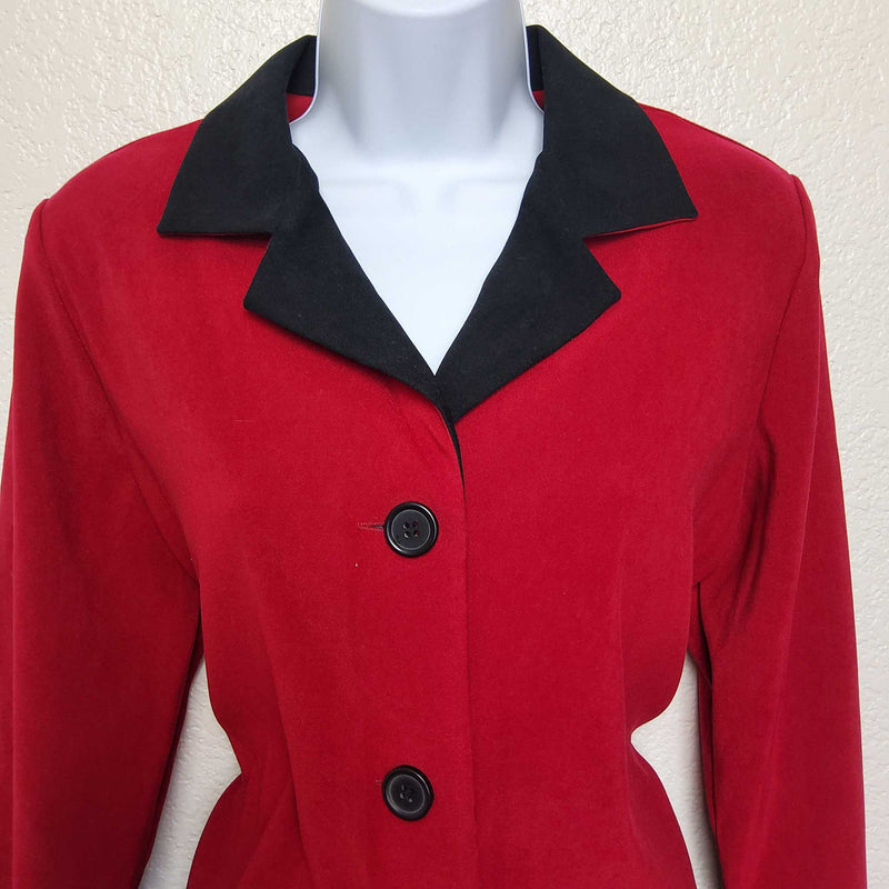 Notations Red Blazer with Black Trim, Women's Petite Large - Trinity Thrift