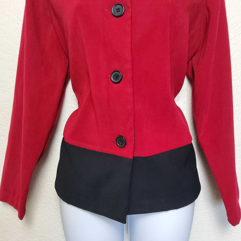 Notations Red Blazer with Black Trim, Women's Petite Large - Trinity Thrift