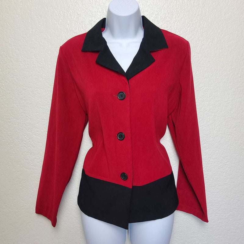 Notations Red Blazer with Black Trim, Women's Petite Large - Trinity Thrift