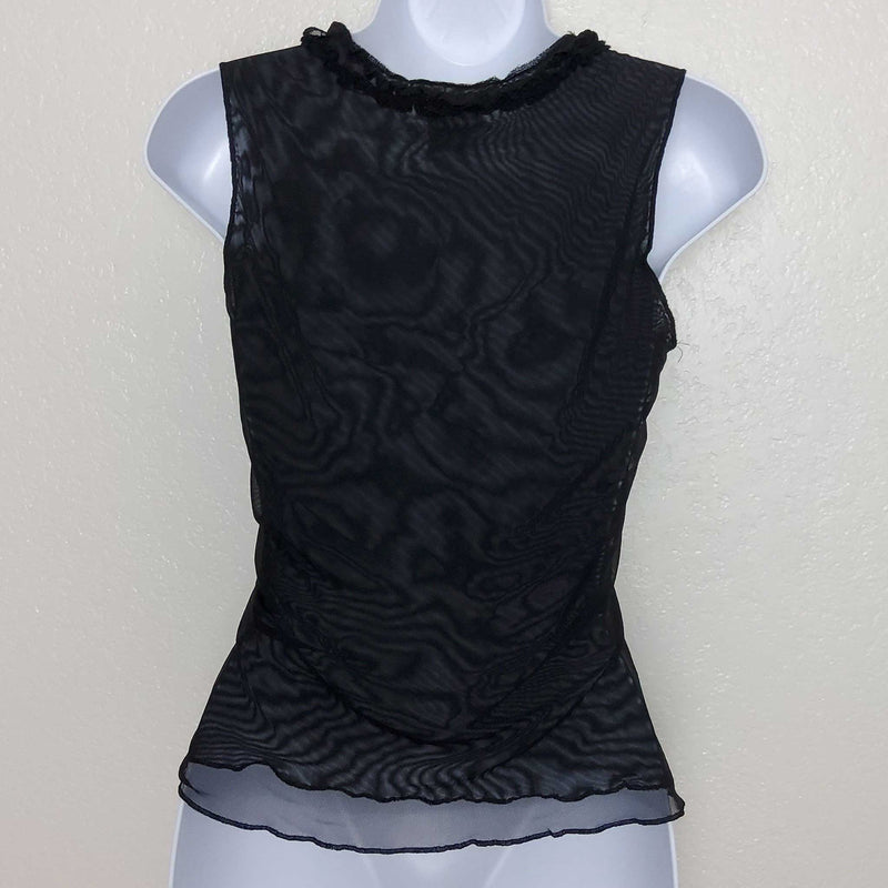 Old Navy Black Sheer Tank with Ruffle Bodice, Women's Small - Trinity Thrift