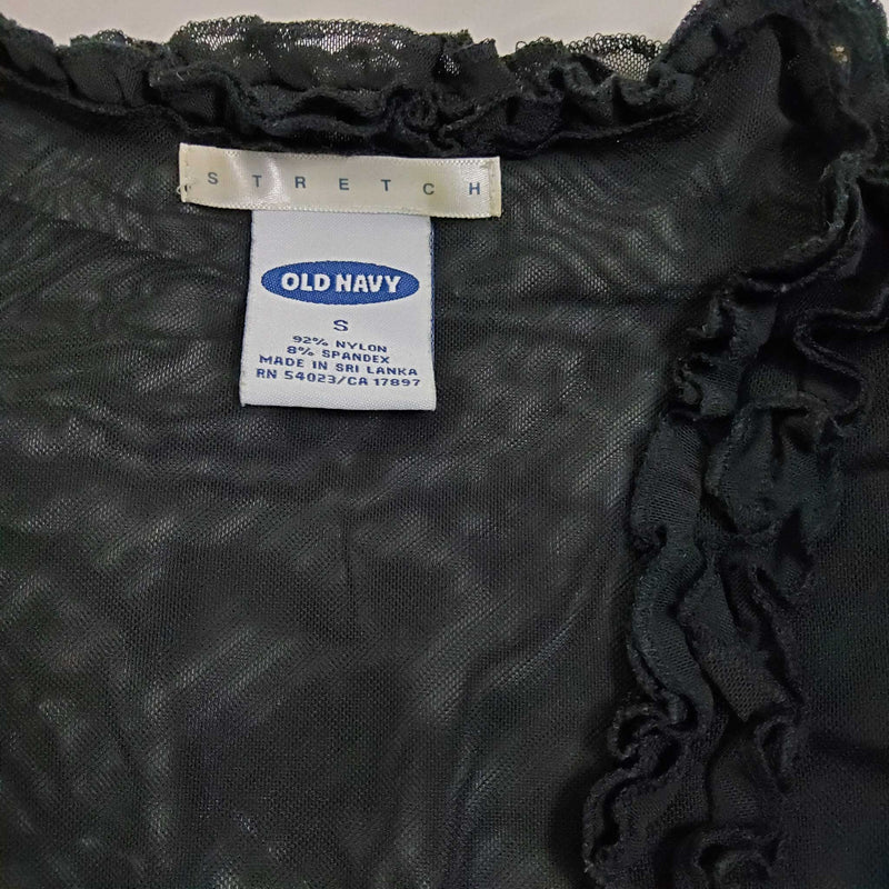 Old Navy Black Sheer Tank with Ruffle Bodice, Women's Small - Trinity Thrift