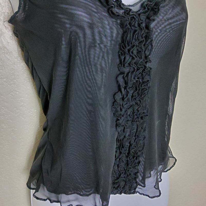 Old Navy Black Sheer Tank with Ruffle Bodice, Women's Small - Trinity Thrift