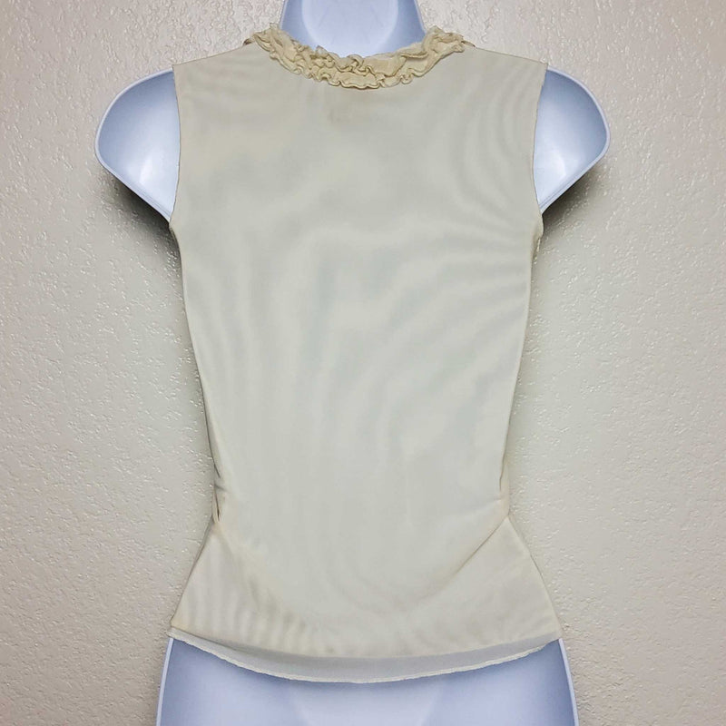 Old Navy Cream Sheer Tank with Ruffle Bodice, Women's Small - Trinity Thrift