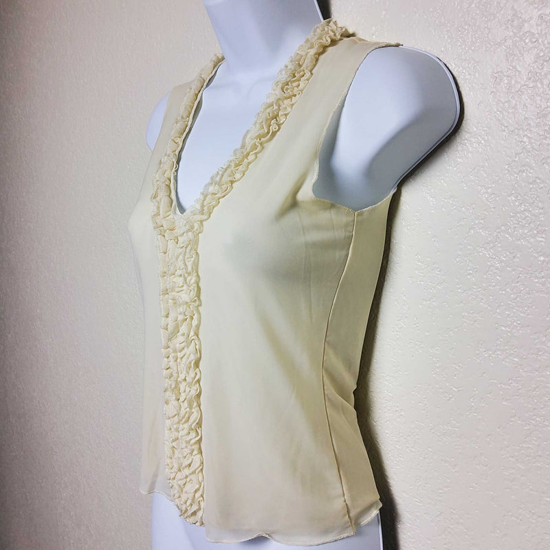 Old Navy Cream Sheer Tank with Ruffle Bodice, Women's Small - Trinity Thrift