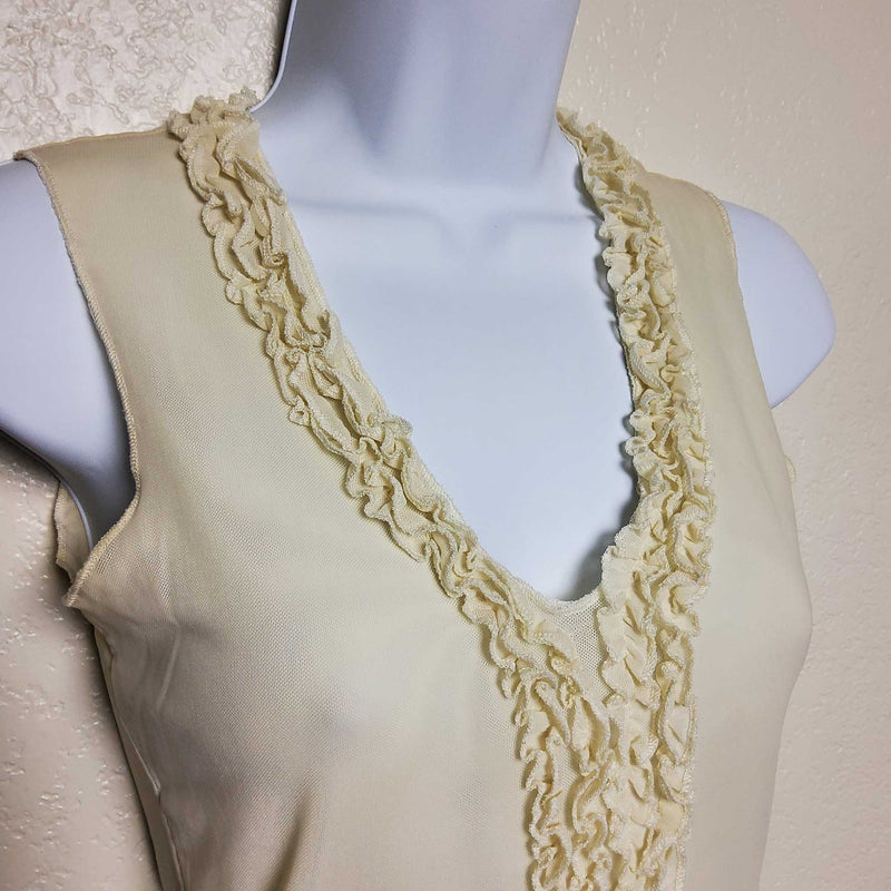 Old Navy Cream Sheer Tank with Ruffle Bodice, Women's Small - Trinity Thrift