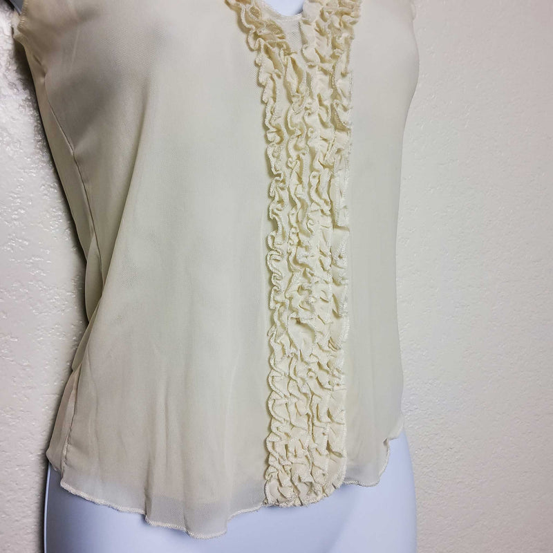 Old Navy Cream Sheer Tank with Ruffle Bodice, Women's Small - Trinity Thrift