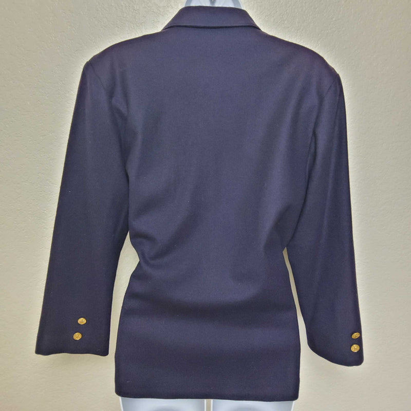 Pepper Tree Purple Blazer with Emblazoned Crest, Women's Size 10 - Trinity Thrift