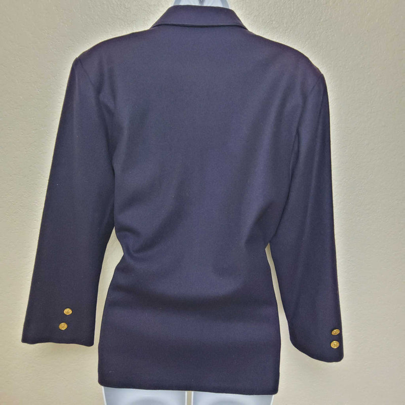 Pepper Tree Purple Blazer with Emblazoned Crest, Women's Size 10 - Trinity Thrift