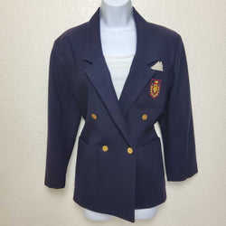 Pepper Tree Purple Blazer with Emblazoned Crest, Women's Size 10 - Trinity Thrift