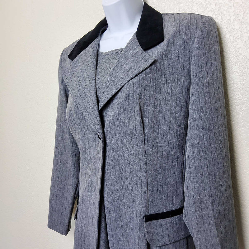 Perceptions Gray 2-Piece Pinstripe Dress Suit, Women's Size 10