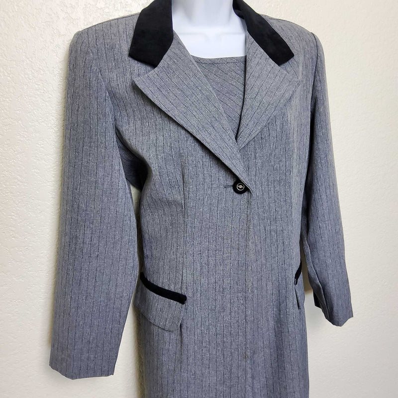 Perceptions Gray 2-Piece Pinstripe Dress Suit, Women's Size 10