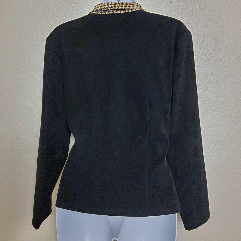 Pride & Joy Black Blazer with Hound's Tooth Collar, Women's Petite Size 12 - Trinity Thrift