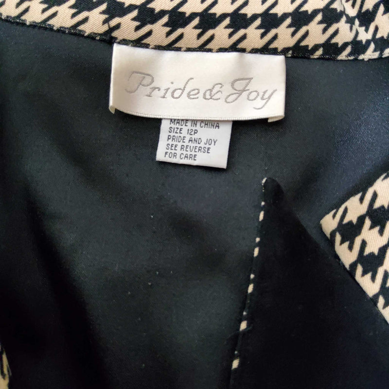 Pride & Joy Black Blazer with Hound's Tooth Collar, Women's Petite Size 12 - Trinity Thrift