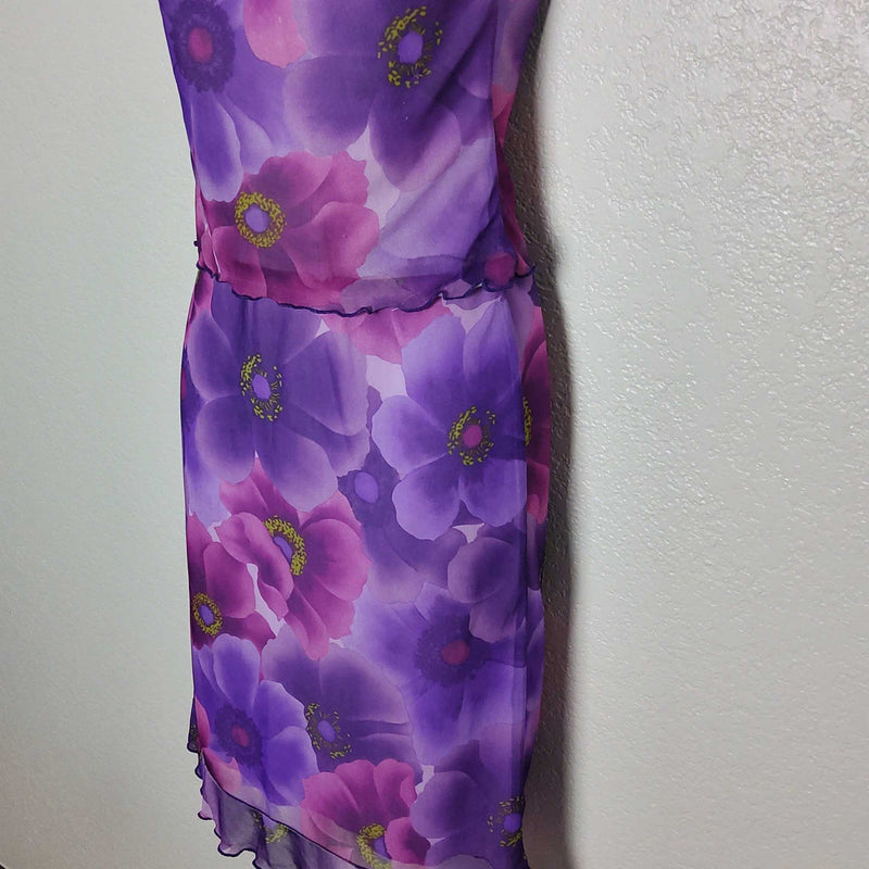 Purple Floral Pattern Tank Skirt Set, Women's Small - Trinity Thrift