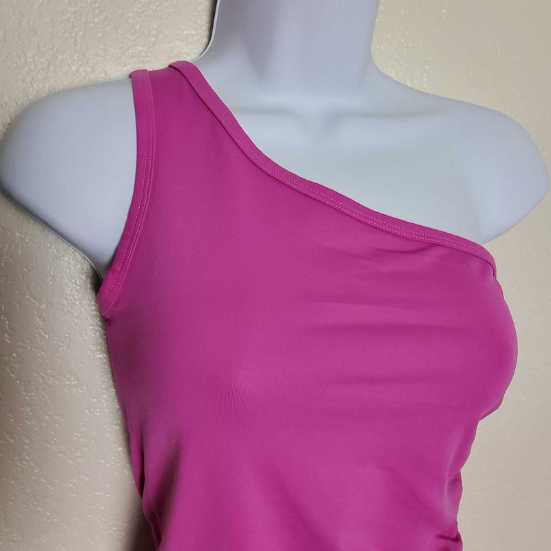 Rave Pink Single-Shoulder Tank, with Drawstring Waist, Women's Medium - Trinity Thrift