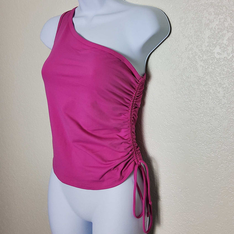 Rave Pink Single-Shoulder Tank, with Drawstring Waist, Women's Medium - Trinity Thrift