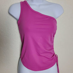 Rave Pink Single-Shoulder Tank, with Drawstring Waist, Women's Medium - Trinity Thrift