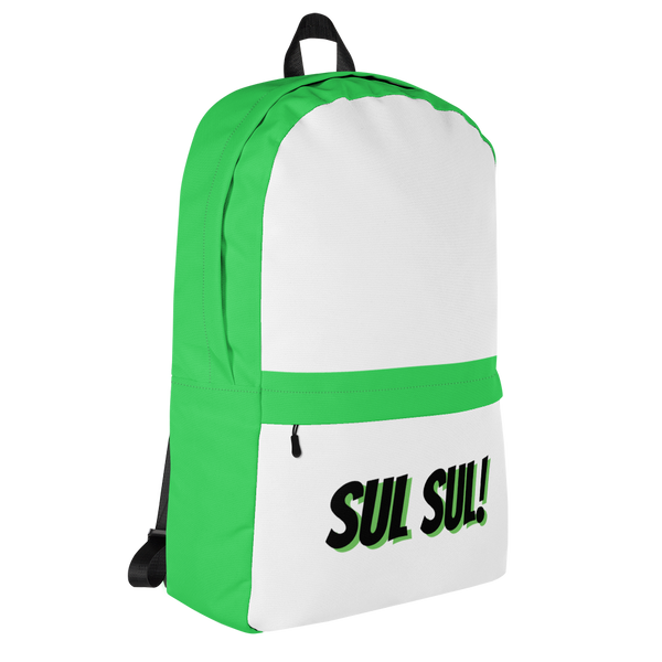 Sul Sul Backpack with Green Border, Left Side - BackDrip