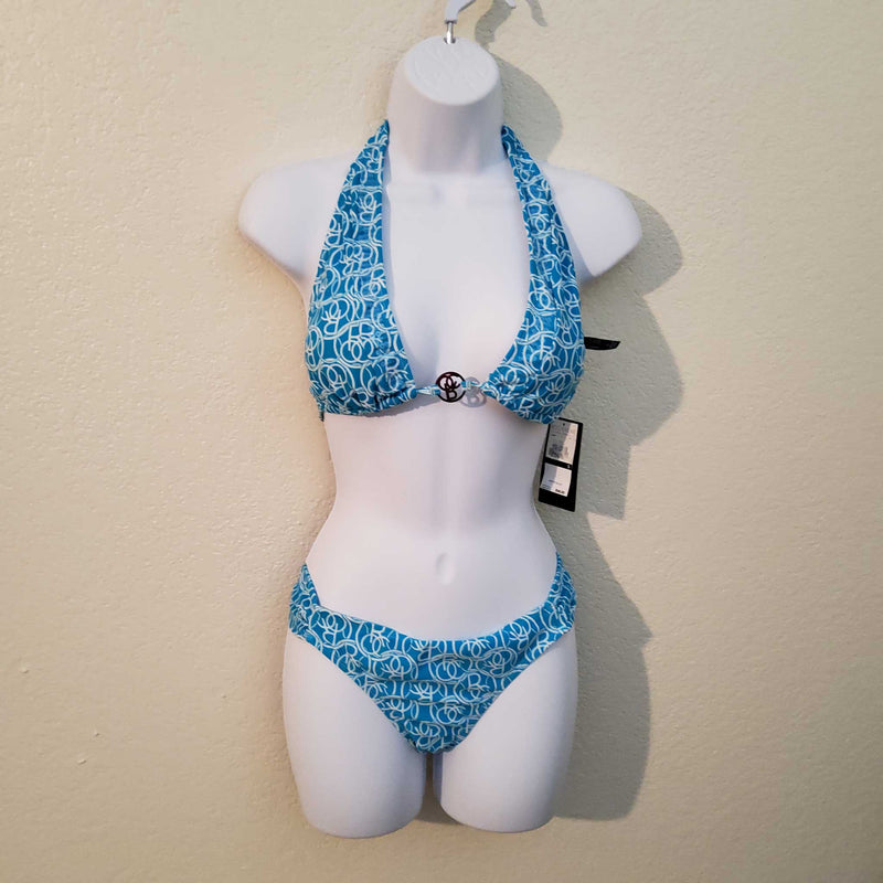 Rocawear Blue and White 2 Piece Swimsuit, Women's Small Top and Medium Bottoms - Trinity Thrift