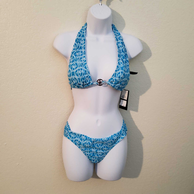 Rocawear Blue and White 2 Piece Swimsuit, Women's Small Top and Medium Bottoms - Trinity Thrift