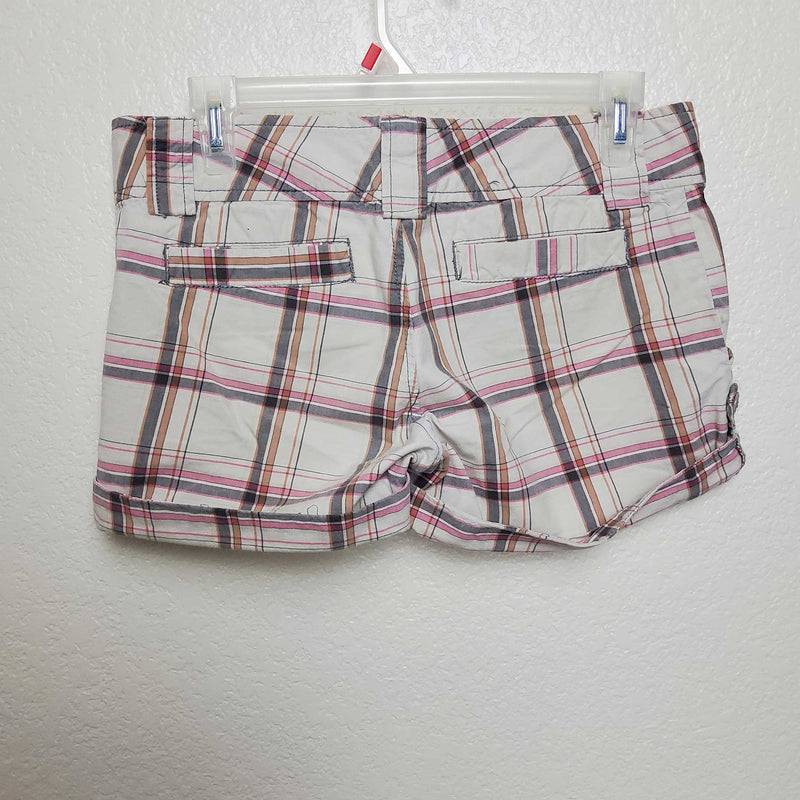 Roxy Cream Pink and Grey Plaid Hot Pants Style Shorts, Women's Size 5 - Trinity Thrift