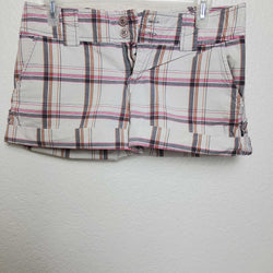 Roxy Cream Pink and Grey Plaid Hot Pants Style Shorts, Women's Size 5 - Trinity Thrift