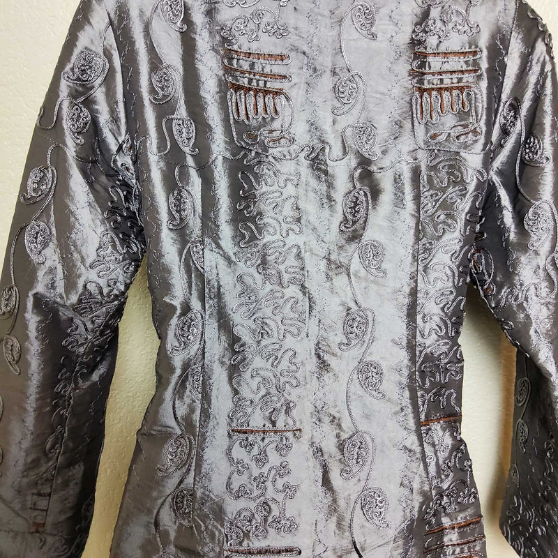 Shanghai Soho Silver Embroidered Kimono Jacket, Women's Small - Trinity Thrift