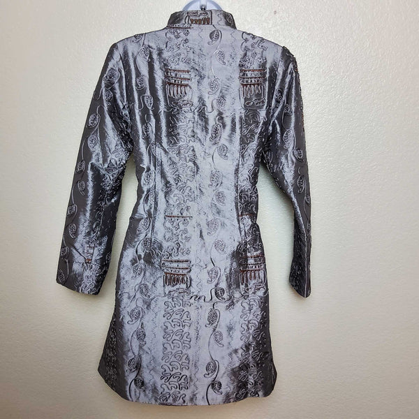 Shanghai Soho Silver Embroidered Kimono Jacket, Women's Small - Trinity Thrift