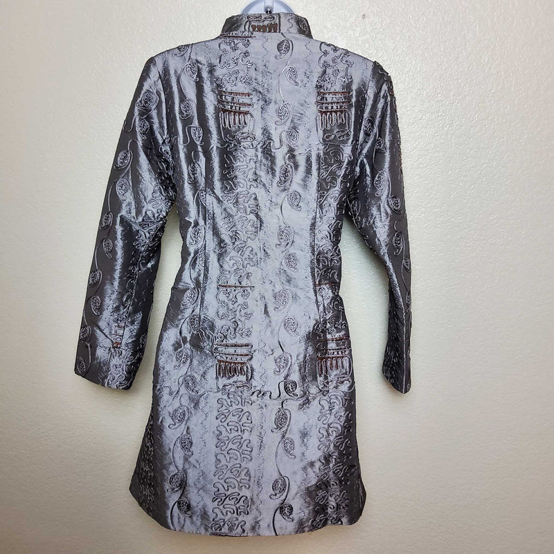 Shanghai Soho Silver Embroidered Kimono Jacket, Women's Small - Trinity Thrift