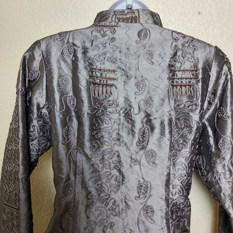 Shanghai Soho Silver Embroidered Kimono Jacket, Women's Small - Trinity Thrift