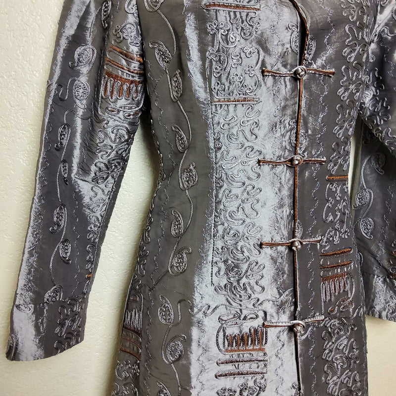 Shanghai Soho Silver Embroidered Kimono Jacket, Women's Small - Trinity Thrift