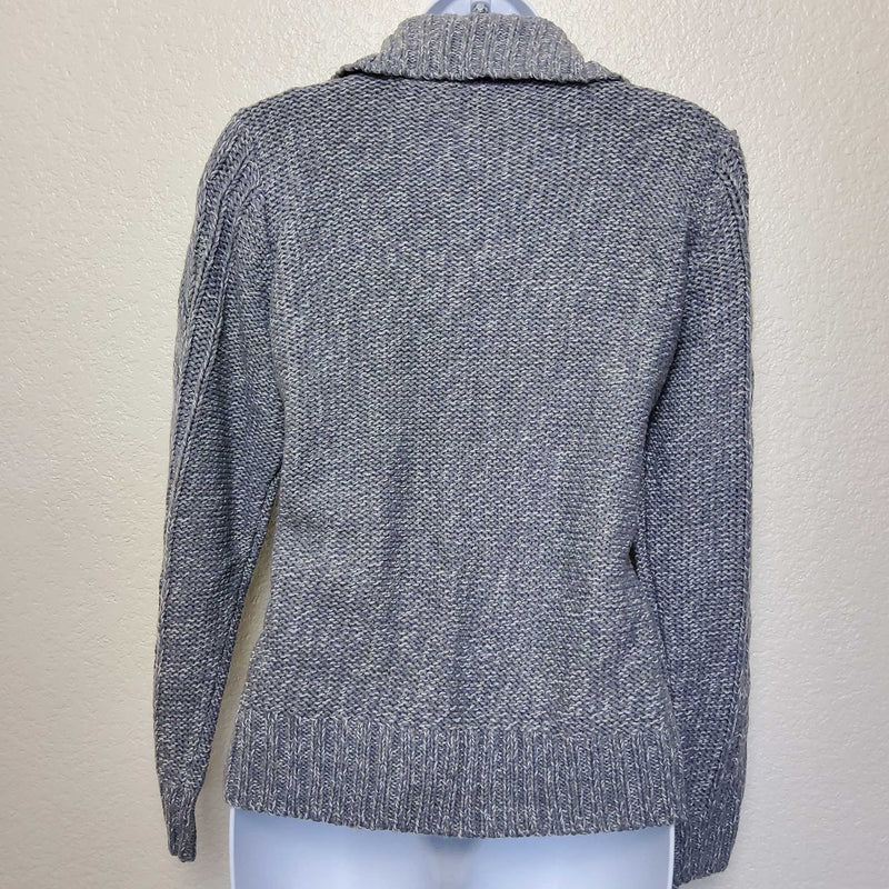 St. John's Bay Grey Crotchet Thick Knit Sweater, Women's Petite Large - Trinity Thrift